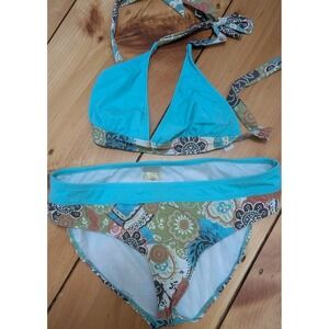 ATHLETA turquoise Med Bikini Top + XL Bottom Swimsuit Swim Set, curvy cool girl